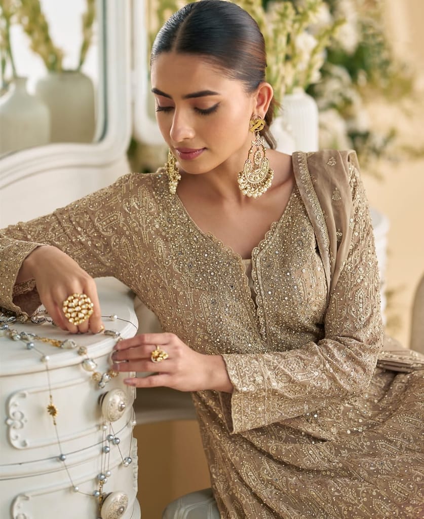 Designer Peplum Style Pink Georgette Suit Set for Women – Ethnic Wear