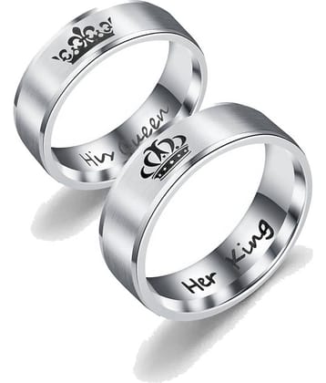 FASHION FRILL - Silver Couple Ring ( Pack of 2 )