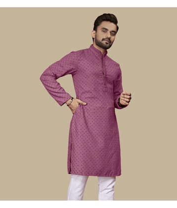 Balaji's Mauve Cotton Men's Regular Kurta ( Pack of 1 )