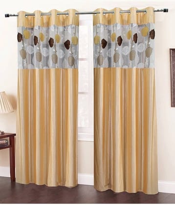 Homefab India Set of 2 Door Eyelet Curtains Solid Beige