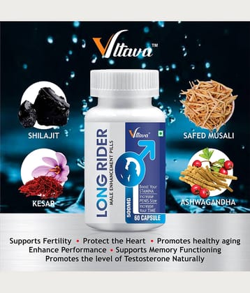 Vltava Long Rider Capsules for Men | Double Power & Long Performance 60 gm Unfalvoured Minerals Capsule