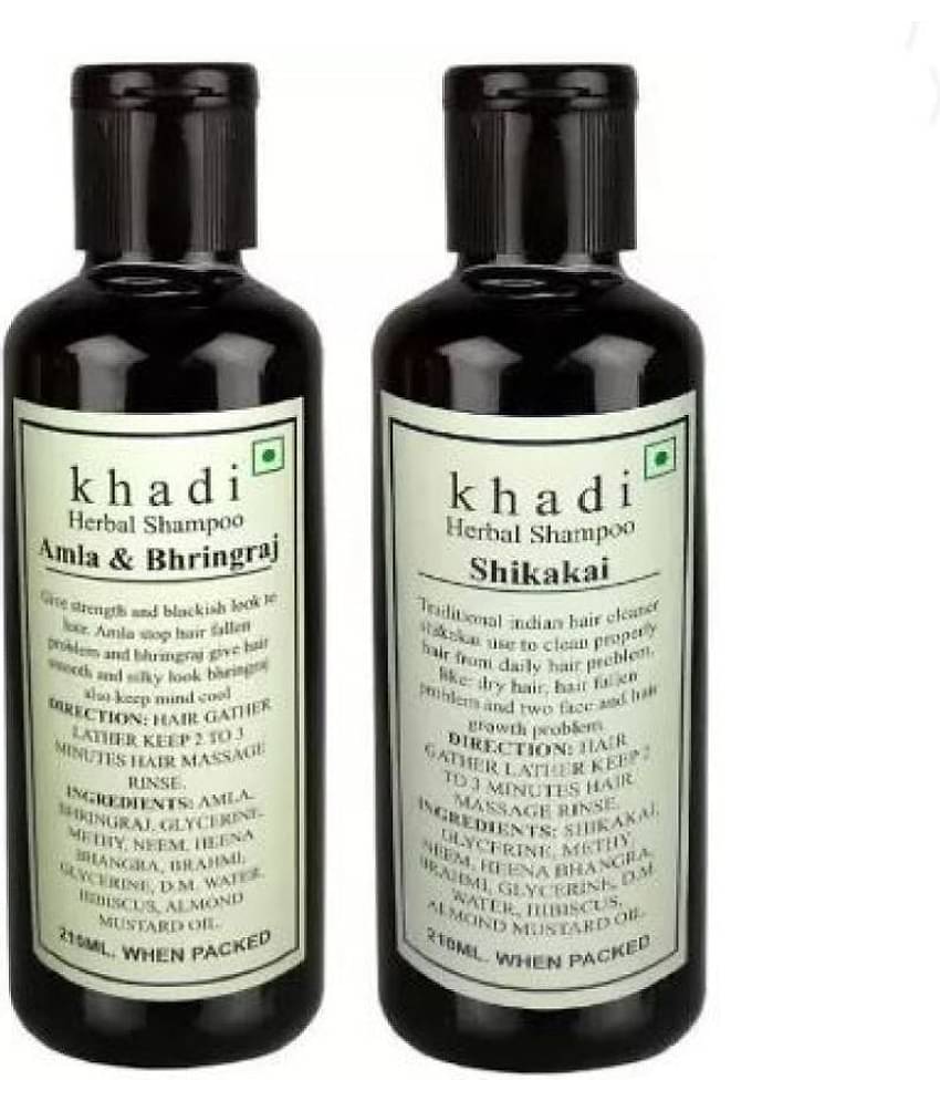 Khadi Herbal Combo Shampoo: Amla Bhringraj & Shikakai Shampoo 420 mL Pack of 2