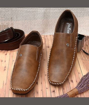 John Karsun Tan Men's Slip On Formal Shoes