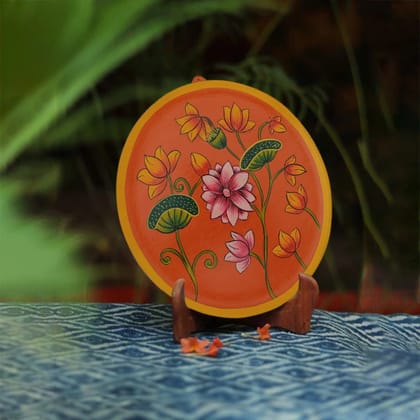 Handpainted Pichwai Design Flower Wooden Wall Plate