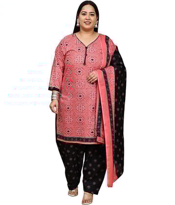 wonder weave Women Cotton Blend Printed Straight Kurti With Patiala Salwar ( Pink )