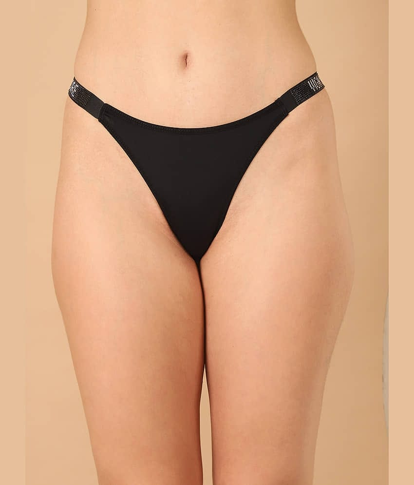 PrettyCat Pack of 1 Polyester Hipster For Women ( Black )