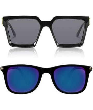 Kanny Devis - Black Rectangular Sunglasses ( Pack of 2 )