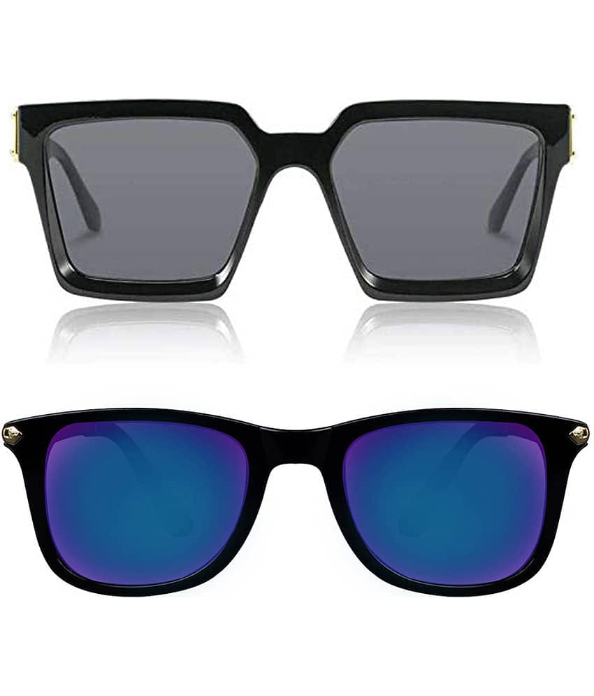 Kanny Devis - Black Rectangular Sunglasses ( Pack of 2 )