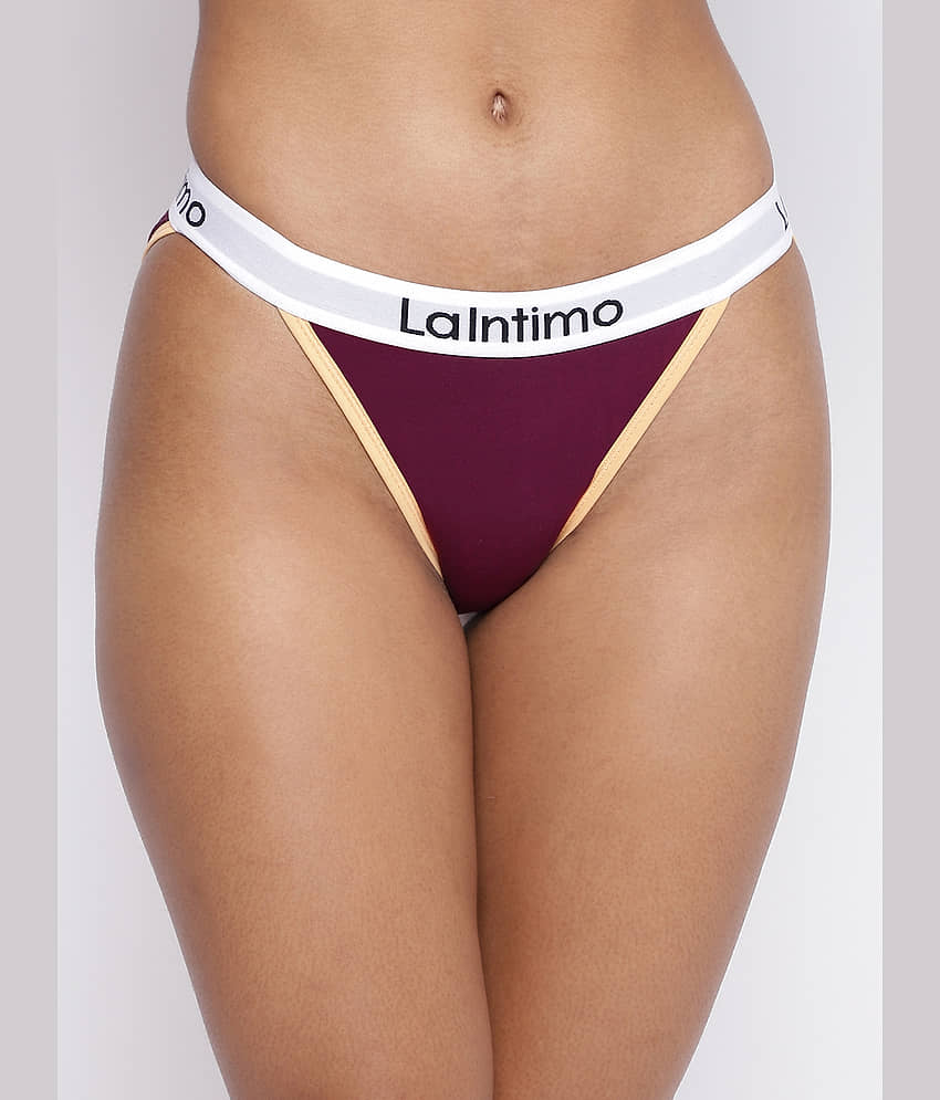 La Intimo Pack of 1 Cotton Lycra Bikini For Women ( Black )