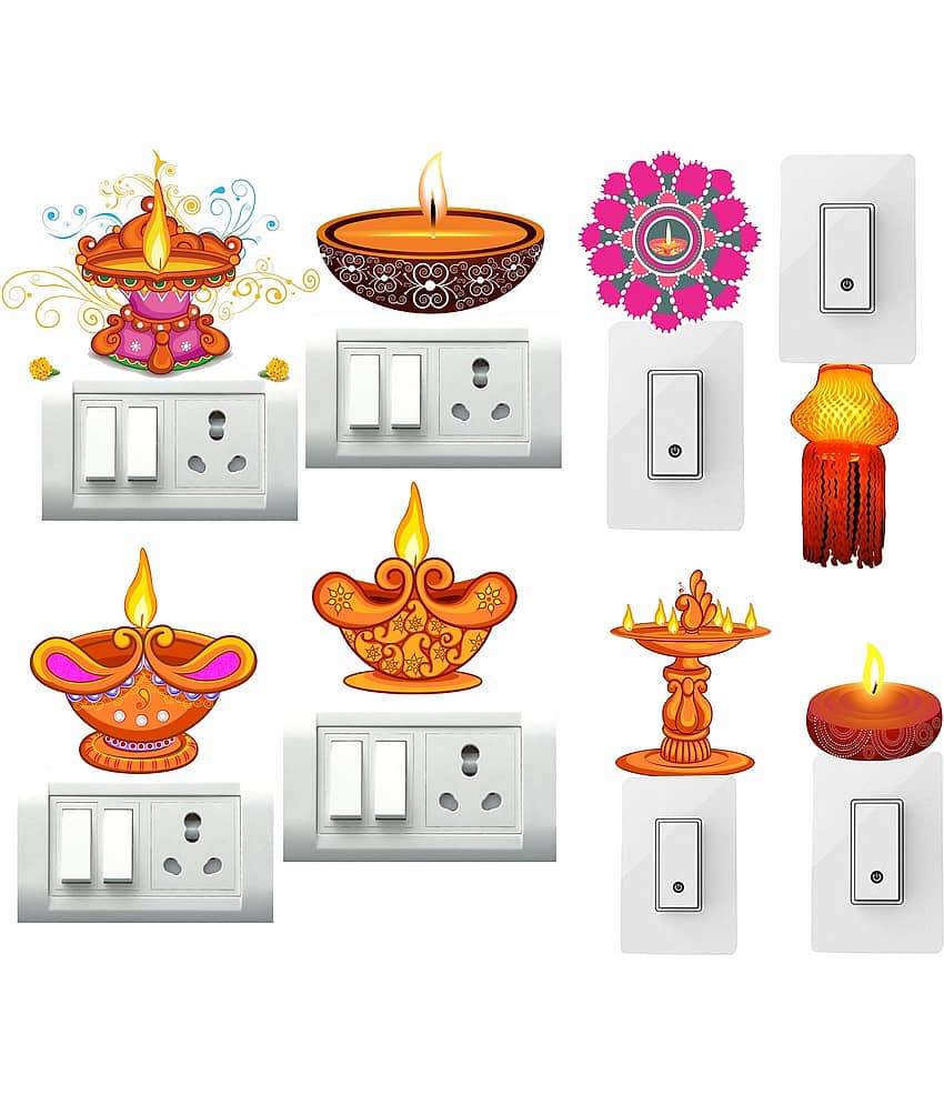 Decor Villa Deepak Switch Board Sticker Festive Sticker ( 20 x 38 cms )