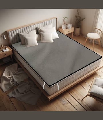 CASA FURNISHING Grey Poly Cotton Mattress Cover