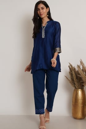 Blue Chanderi Tunic Set Of 2-S