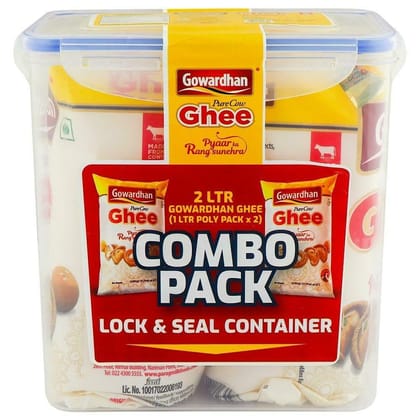 Gowardhan Ghee Festival Pack With Lock & Seal Container Jar, 2 X 1 L