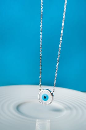 Classic Evil Eye Mother-Of-Pearl Sterling Silver Pendant Necklace-Silver / 16 inches adjustable upto 17 inches