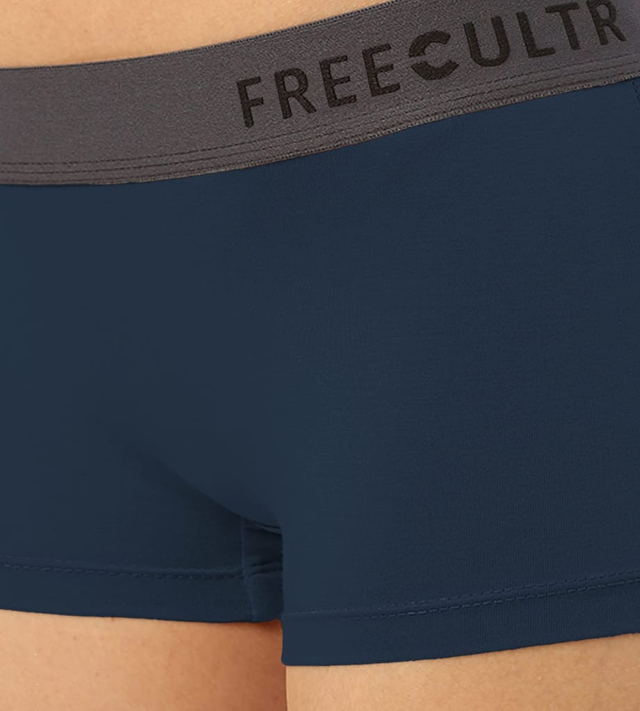Freecultr Women's Underwear Antibacterial Micromodal Airsoft | Boy Short - Non-Itch, No Chafing, Sweat-Proof Comfort Pack of 1-Prussian Blue