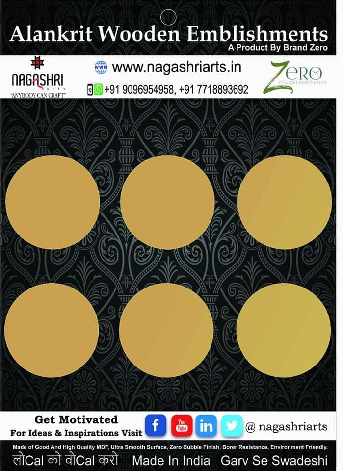 Brand Zero Set of 6 Pcs Circle Coaster - 4.0 Inches Diameter With 4 mm Thickness