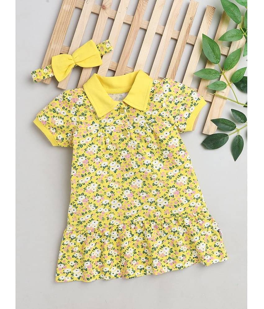 BUMZEE Pack of 1 Baby Girls Cotton Frock ( Yellow )