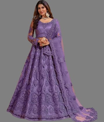 Aika Purple Net Unstitched Semi Stitched Lehenga Single