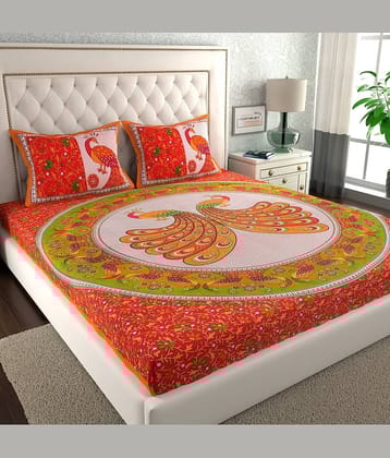 ABHACLOTHO Cotton 1 Double Bedsheet with 2 Pillow Covers ( Multicolor )