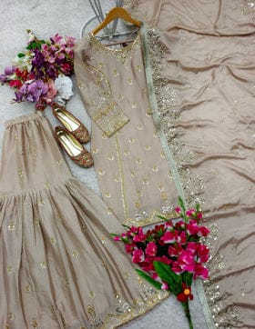 Designer Party Wear Look Top-Sarara And Fancy Dupatta Designer Party Wear Look Top-Sarara And Fancy Dupatta