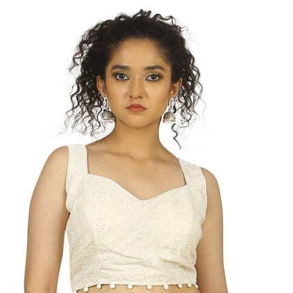 TheHangr Dyable White Gold Embroidered Blouse -  36