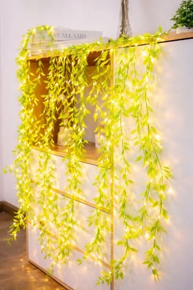SPARKWORLD Leaf Curtain String Light | 3m x 1m Decorative LED Light with Leaves for Home Decor, Balcony, Festivals & Parties Warm White (Pack of 1) | Size: 3 m | Colour: Leaf Curtain Light (Warm White)