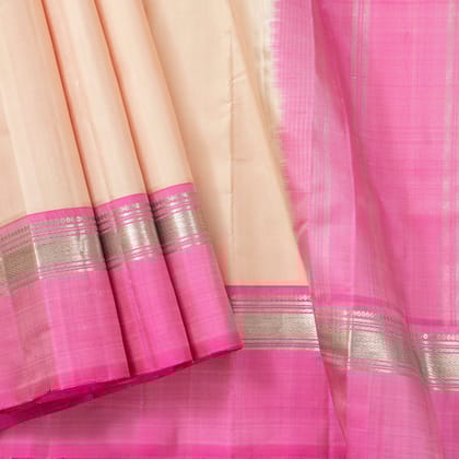 Pastel Peach And Pink Kanchipuram Silk Saree Light Weight For Festive Wear PV KNN 262