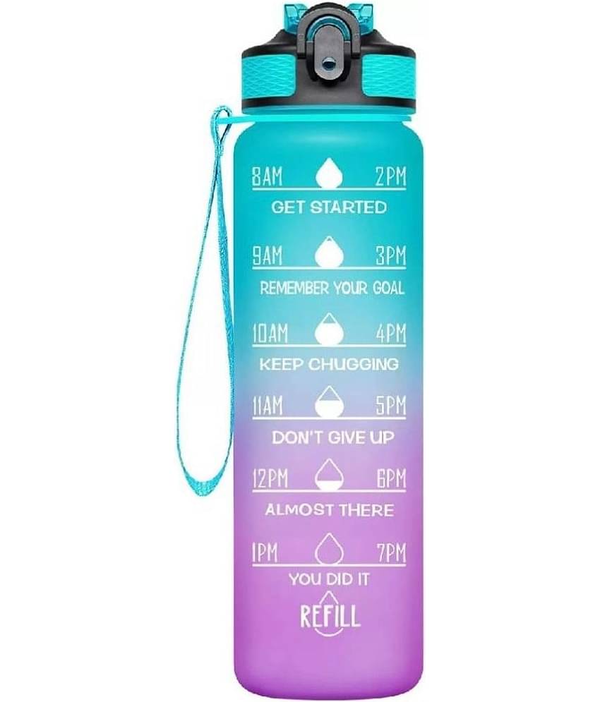 SHARUJA - Motivational Time Marker Multicolour Sipper Water Bottle 1000 mL ( Set of 1 )