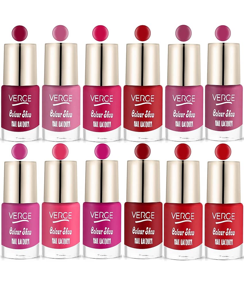 VERGE Glossy Finish Nail Polish Paraben Free & Non Toxic Modern Color Range Combo (Pack of 12)