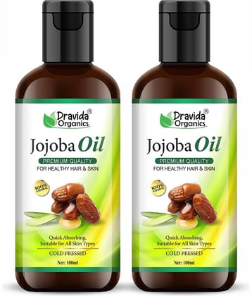Dravida Organics Pure Cold Pressed Natural Unrefined Jojoba Oil 100 mL Pack of 2