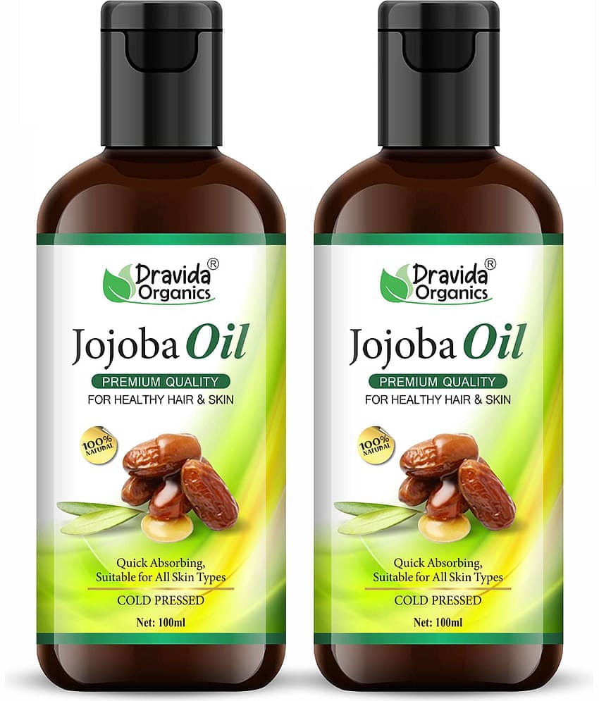 Dravida Organics Pure Cold Pressed Natural Unrefined Jojoba Oil 100 mL Pack of 2
