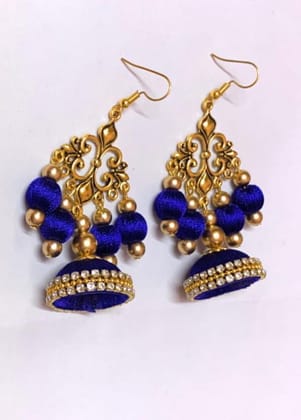 Metal Charm Beaded Jhumka Earrings