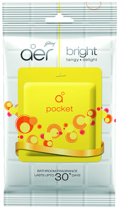Godrej aer Pocket Bathroom Fragrance - 10 g (Bright Tangy Delight), Pack Of 4
