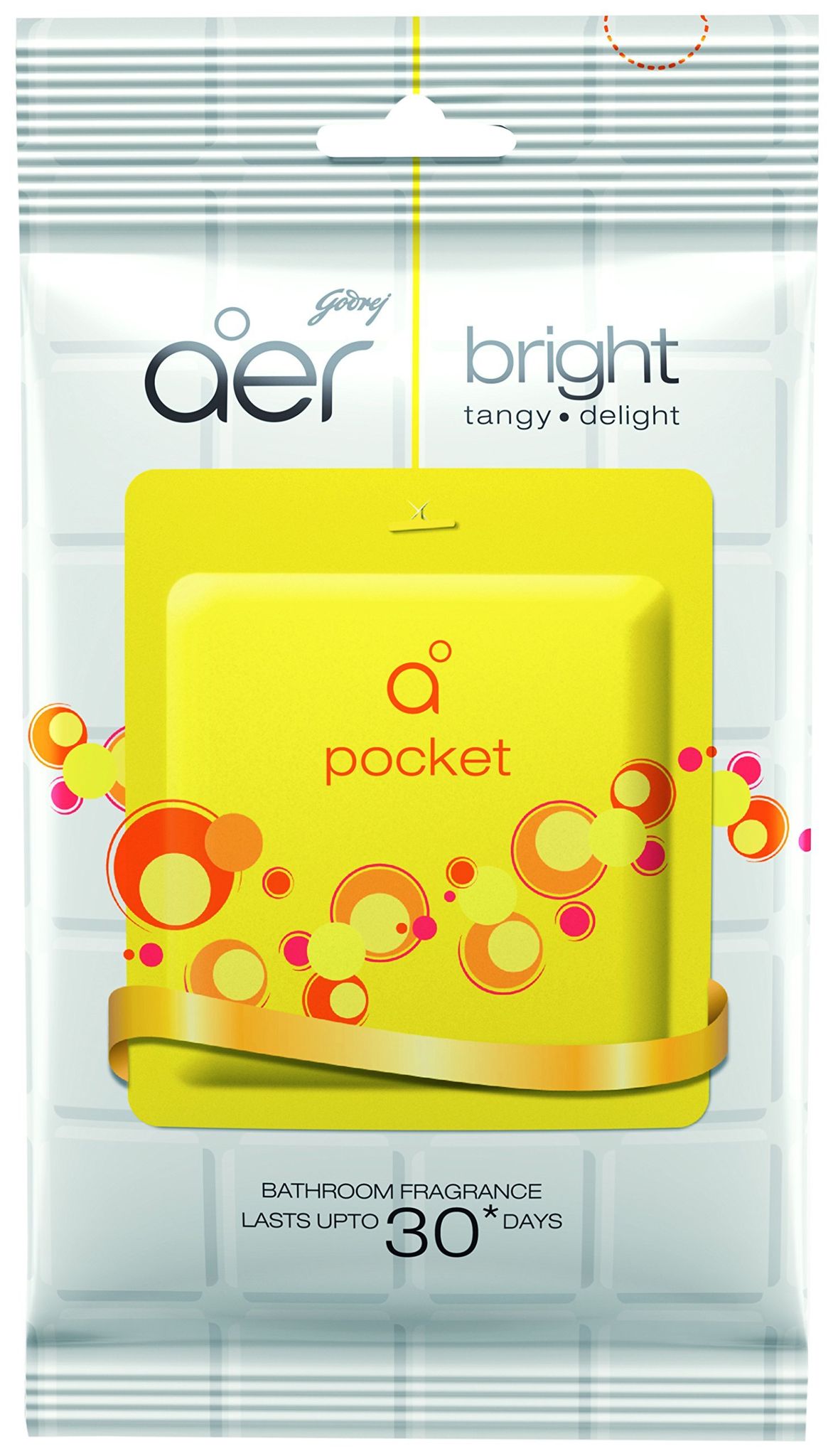 Godrej aer Pocket Bathroom Fragrance - 10 g (Bright Tangy Delight), Pack Of 4