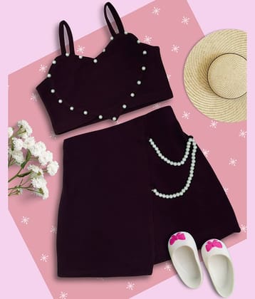 Addyvero Pack of 1 Girls Polyester Top With Skirt ( Maroon )