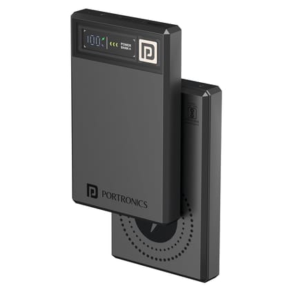 Portronics Luxcell MagClick 10k 10000 mAh 15W Magnetic Wireless Fast Charging Power Bank Premium Finish, 22.5 Wired Output Compatible with iPhone 12 & Above,Type C Smartphones,Tablets(Dark Grey) Portronics Luxcell MagClick 10k 10000 mAh 15W Magnetic Wire