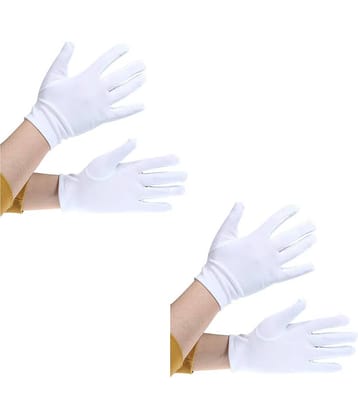White Hand Gloves for Kids, Reusable Washable Fabric Gloves - 1 Pair