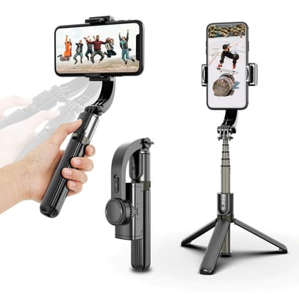 Q08 Gimbal Stabilizer Selfie Stick With Tripod, 360 Degree Automatic Rotation 2 Axis Gimbal For Camera, Mobile