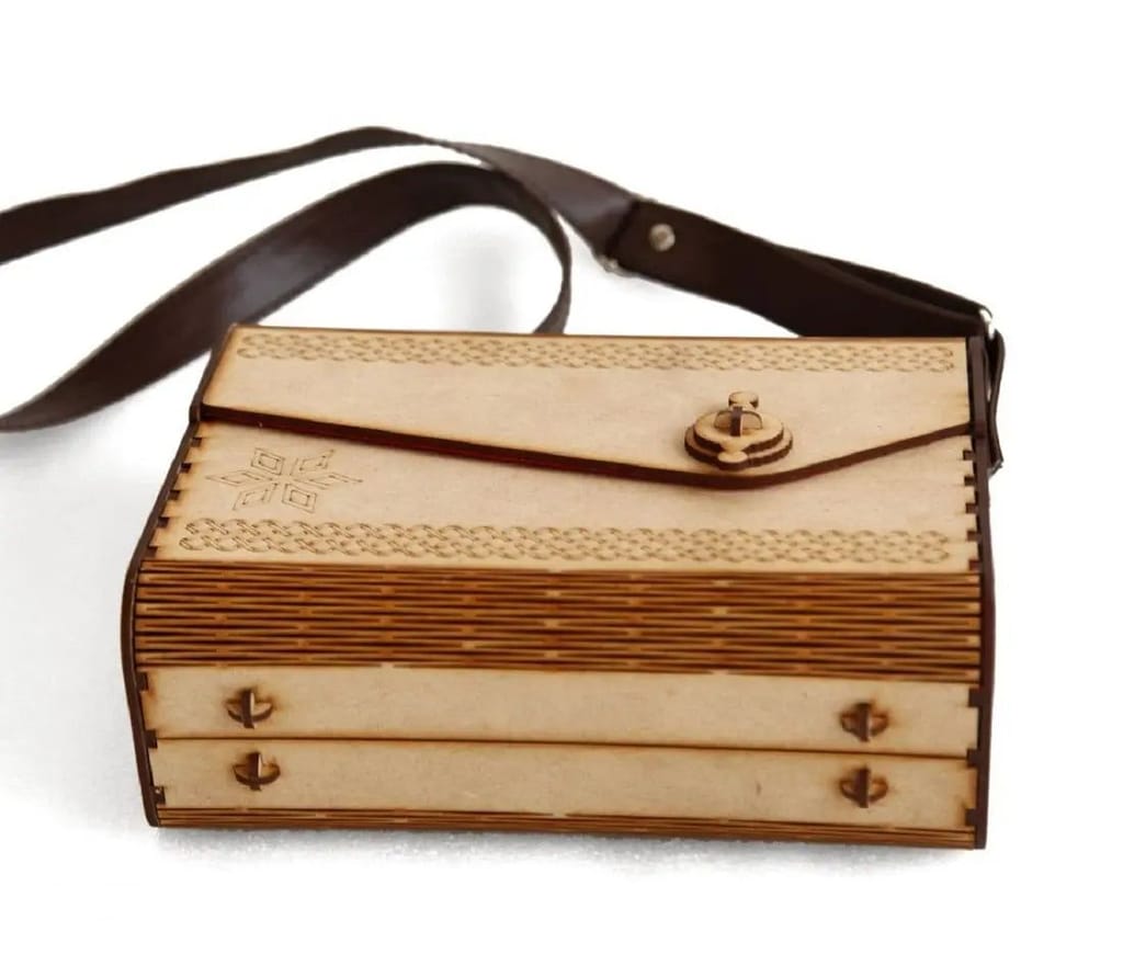 Nordic Snowflake Wooden Sling Bag
