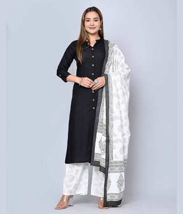 MAUKA - Black Straight Rayon Women's Stitched Salwar Suit ( Pack of 1 )