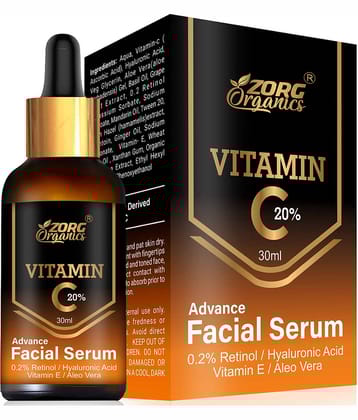 Zorg Organics Vitamin C Facial Serum - Aloevera Extract - Hyaluronic Acid -Brightens Skin - Improves tone Face Serum 30 mL