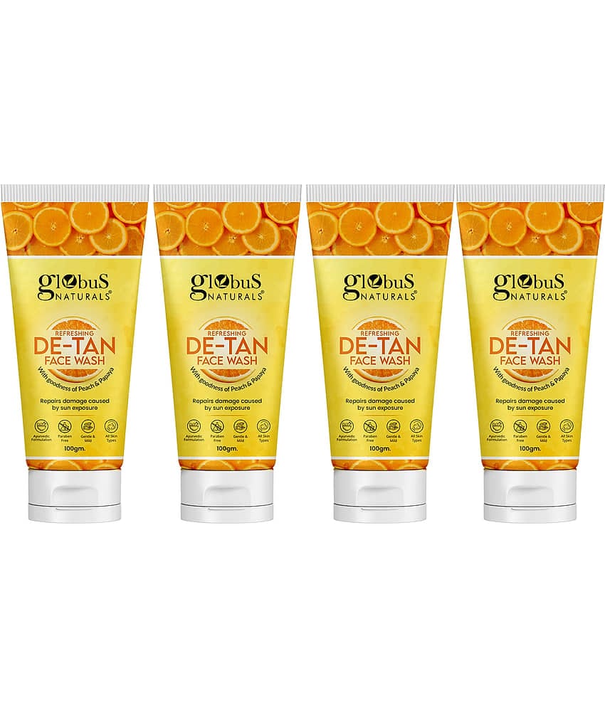 Globus Naturals DeTan Face Wash, 100ml (Pack of 4)