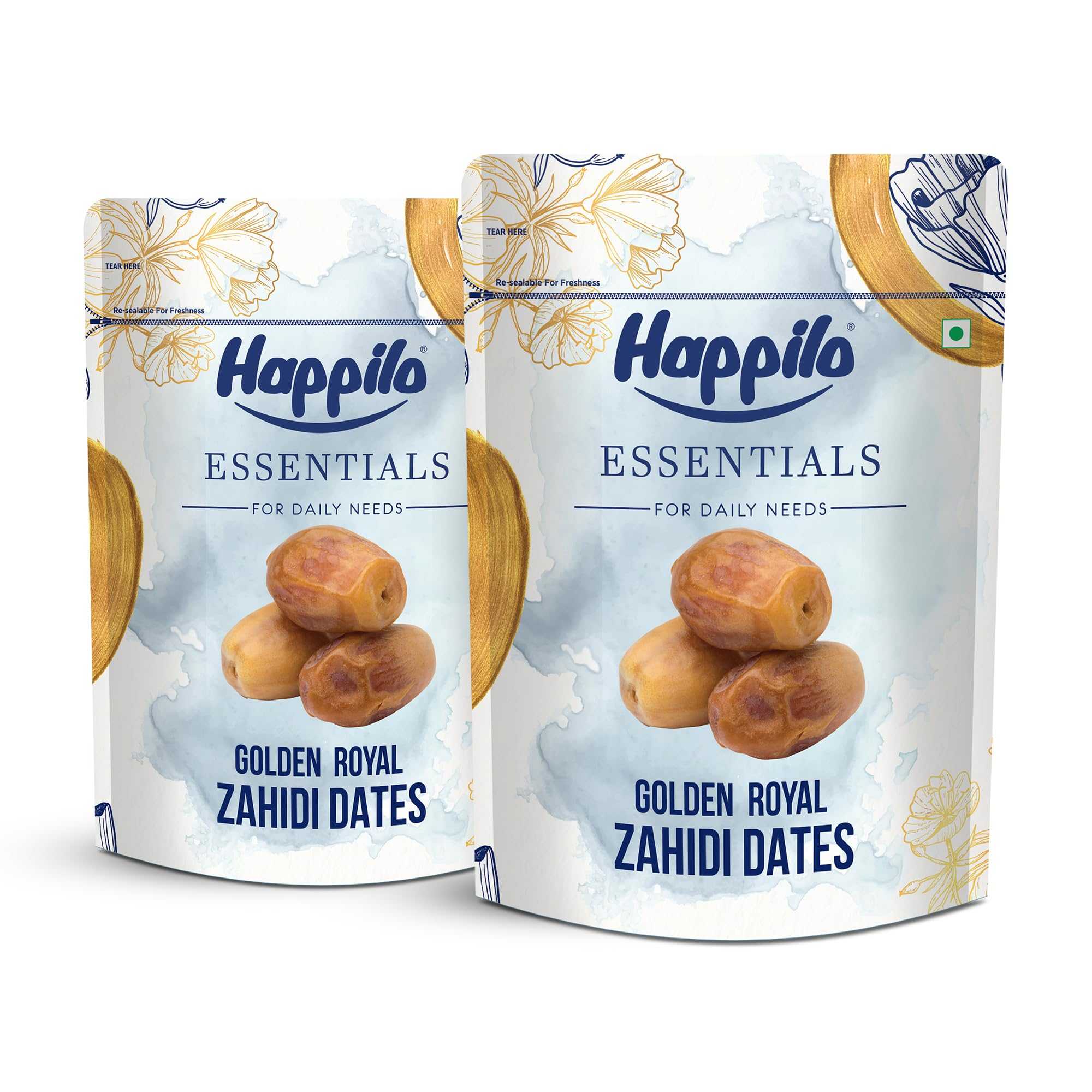 Happilo Essentials Golden Royal Zahidi Dates 500g (Pack of 2)