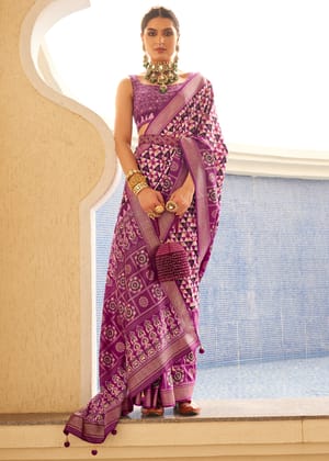 Orchid Purple Printed Soft Silk Saree