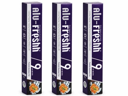 Alu-Frpshh Premium Aluminium Foil Roll | 9 Meter | Food Grade Aluminium Foil for Cooking, Baking & Food Wrapping Pack of 3