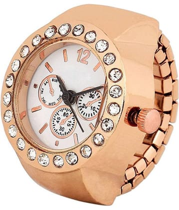 GT Gala Time Chronograph Dial Design Copper Color Finger Ring Analog Watch For Girls & Woman