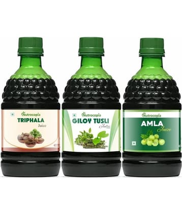 NUTROCOPIA Triphala, Giloy Tulsi & Amla Juice to Relieves Constipation Pack of 3 of 400 ML(1200 ML)