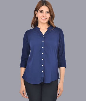 FABISHO Women Solid Rayon Shirt ( Blue )
