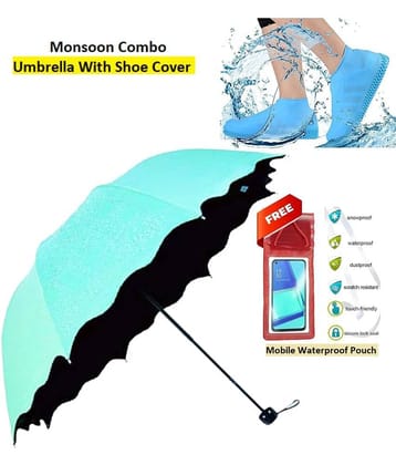 RAMDEV ENTERPRISE Turquoise 1 Fold Umbrella