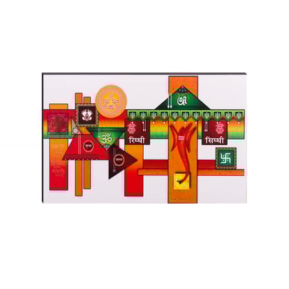 6MM MDF Lord Ganesha with Riddhi Siddhi Satin Matt Texture UV Art Painting